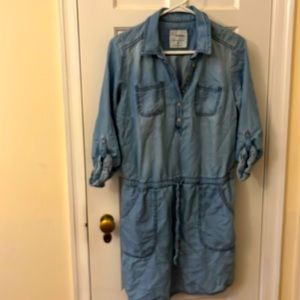 Light denim metal button shirt dress